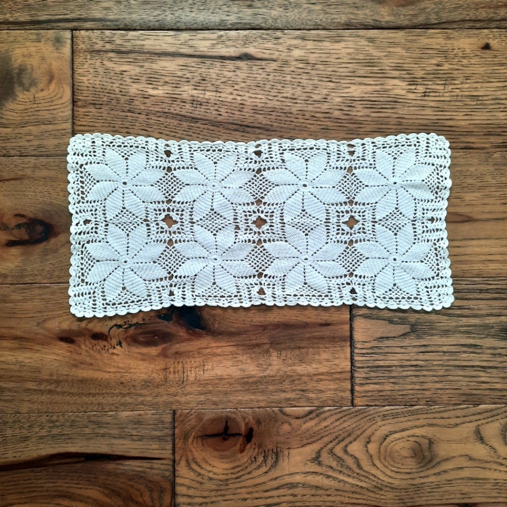 Vintage Hand Crochet Rectangular Table Doilie